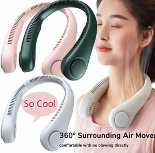 U-Shaped Neck Fan Black ABS Lightweight Portable