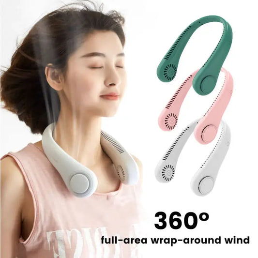 U-Shaped Neck Fan Black ABS Lightweight Portable