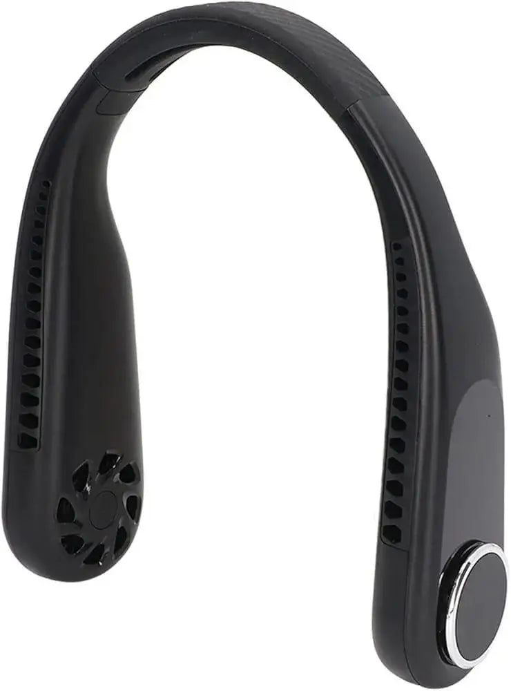 U-Shaped Neck Fan Black ABS Lightweight Portable