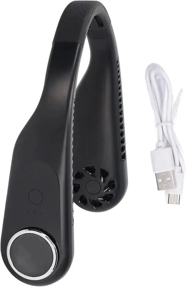 U-Shaped Neck Fan Black ABS Lightweight Portable